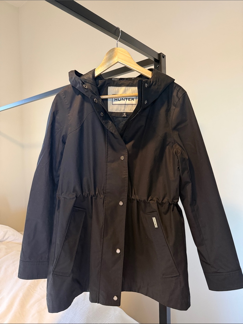 Hunter Black Hooded Cinch Waist Jacket